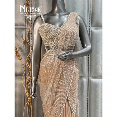 Sand Draped Stitched Lycra Saree