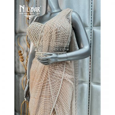 Sand Draped Stitched Lycra Saree