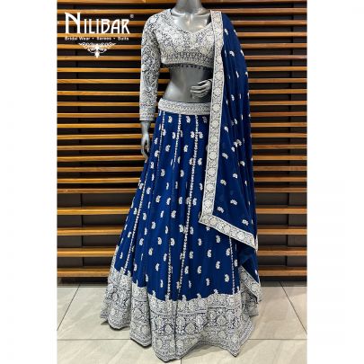 Blue Georgette Lehenga
