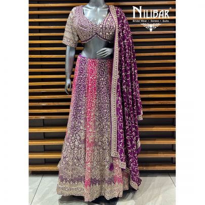 Purple & Pink Georgette Lehenga