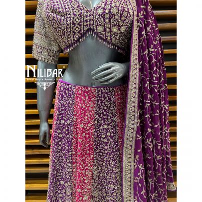 Purple & Pink Georgette Lehenga