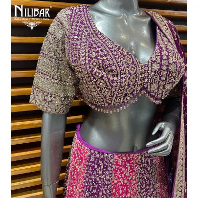 Purple & Pink Georgette Lehenga