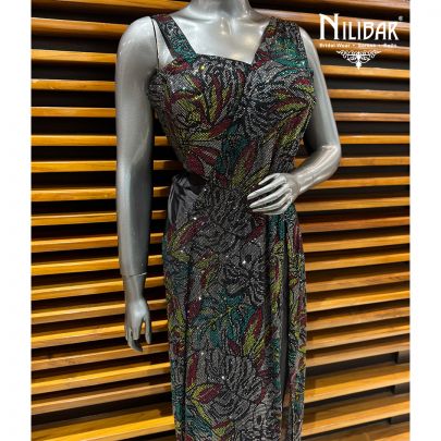 Black Lycra Blouse Paired With Drape Pleated Saree