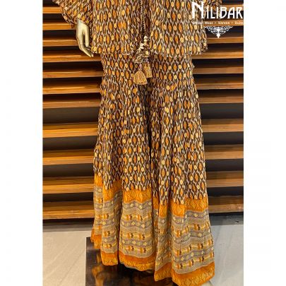 Brown Jacket Style Sharara Suit