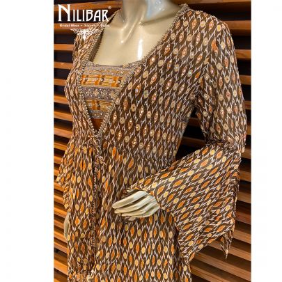 Brown Jacket Style Sharara Suit