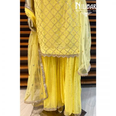 Banana Yellow Sharara Suit