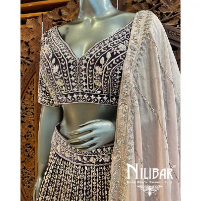 Purple Velvet Heavy Lehenga
