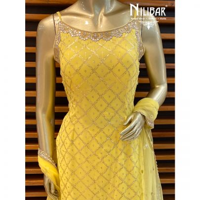 Banana Yellow Sharara Suit