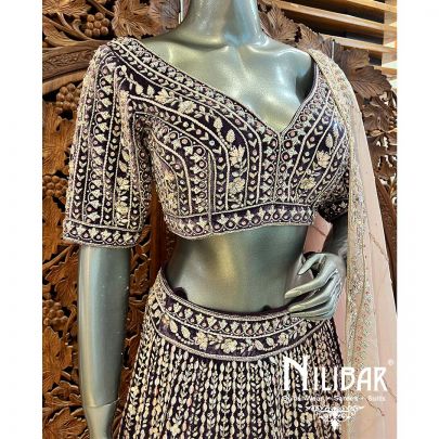 Purple Velvet Heavy Lehenga