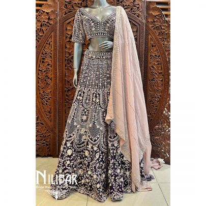 Purple Velvet Heavy Lehenga