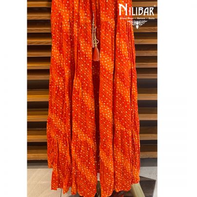 Red Orange Cotton Anarkali