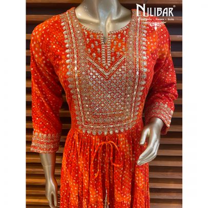 Red Orange Cotton Anarkali