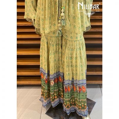 Green Jacket Style Sharara Suit