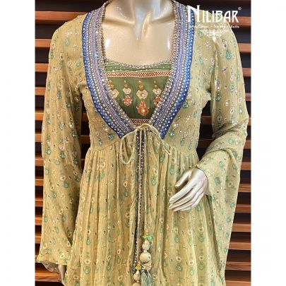 Green Jacket Style Sharara Suit