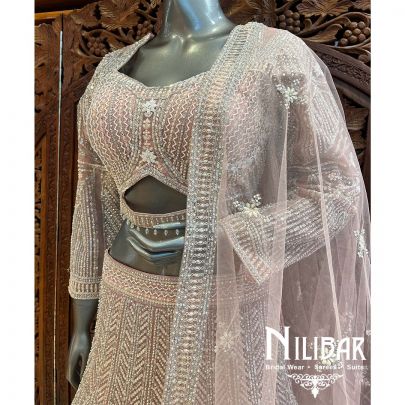 Pastel Pink Net Heavy Lehenga