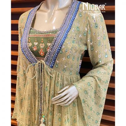 Green Jacket Style Sharara Suit