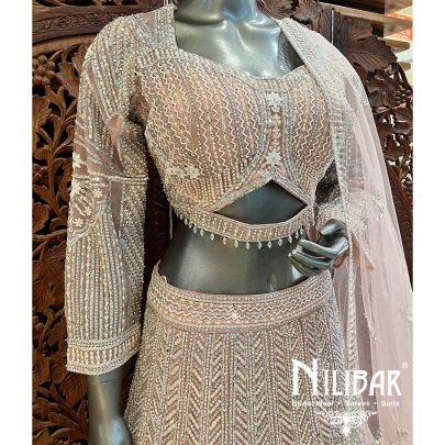 Pastel Pink Net Heavy Lehenga