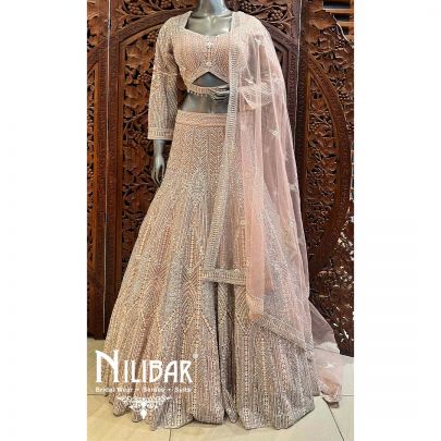 Pastel Pink Net Heavy Lehenga