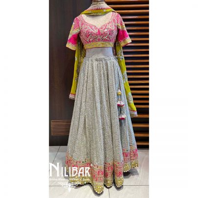 Multicolor Silk Georgette Lehenga