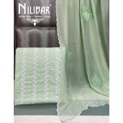 Pastel Green Cotton Unstitched Suit