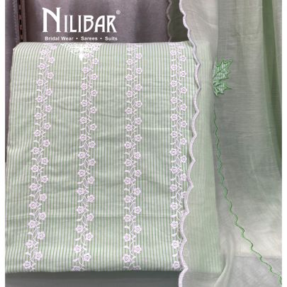 Pastel Green Cotton Unstitched Suit