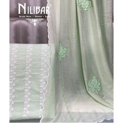 Pastel Green Cotton Unstitched Suit