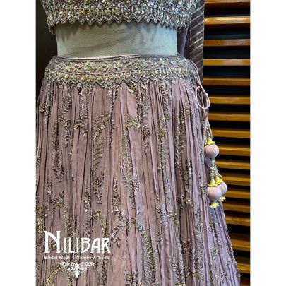Mauve Georgette Chinon Lehenga