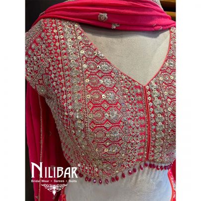 Magenta Georgette Sequin Lehenga