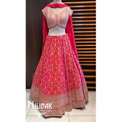 Magenta Georgette Sequin Lehenga