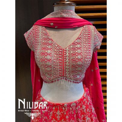 Magenta Georgette Sequin Lehenga