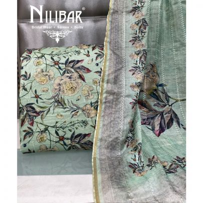 Slimy Green Cotton Unstitched Suit