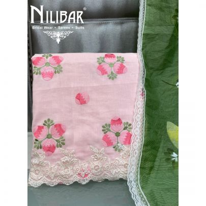 Baby Pink Cotton Unstitched Suit