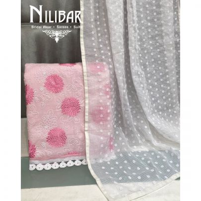 Pink Cotton Unstitched Suit