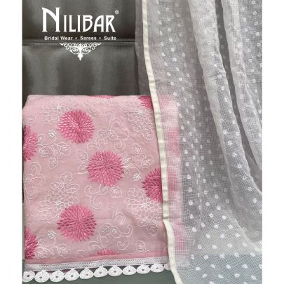 Pink Cotton Unstitched Suit