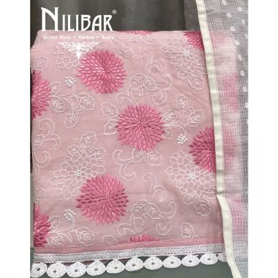 Pink Cotton Unstitched Suit