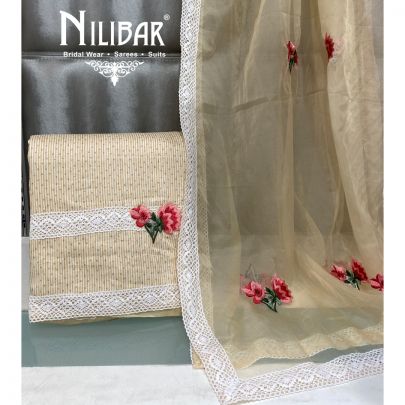 Pale Peach Cotton Unstitched Suit 