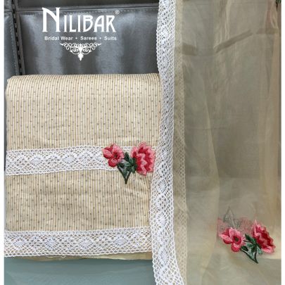 Pale Peach Cotton Unstitched Suit 