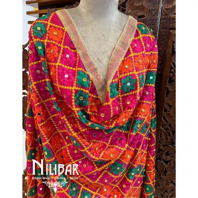 Multicolor Crepe Embroidered Phulkari Dupatta