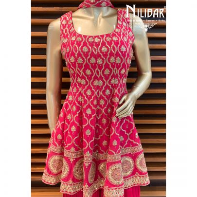 Magenta Georgette Peplum Sharara Suit