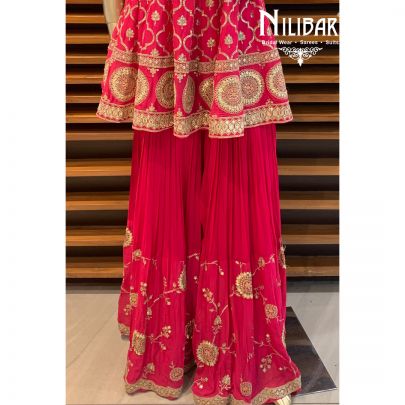Magenta Georgette Peplum Sharara Suit