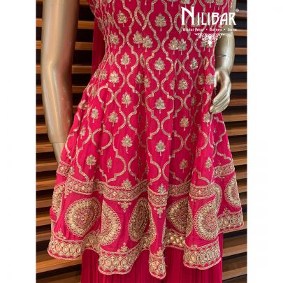 Magenta Georgette Peplum Sharara Suit
