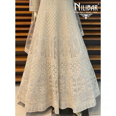 Cream Net Anarkali