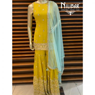 Lime Yellow Georgette Garara Suit