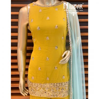 Lime Yellow Georgette Garara Suit