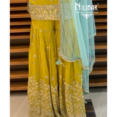 Lime Yellow Georgette Garara Suit