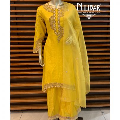 Butter Yellow Silk Palazzo Suit