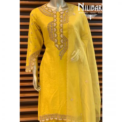 Butter Yellow Silk Palazzo Suit