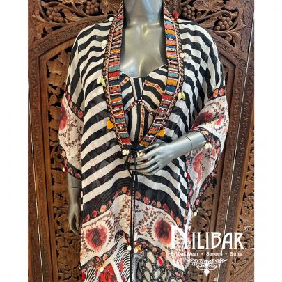 White Black Chinon Thread Jacket Style Set