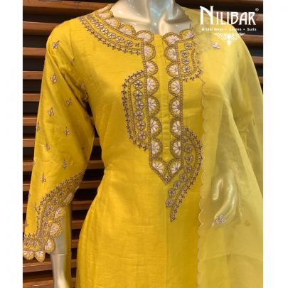 Butter Yellow Silk Palazzo Suit