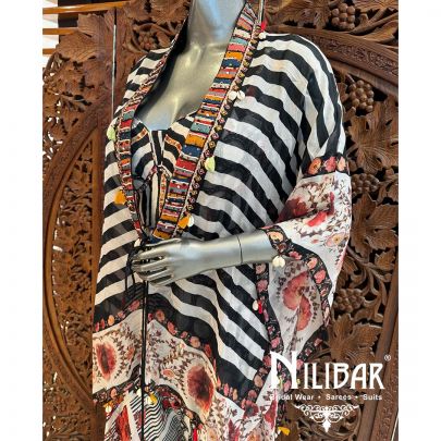 White Black Chinon Thread Jacket Style Set